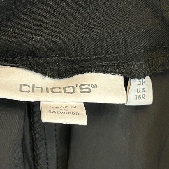 Chicos Womens Black Stretch Pull On Tapered Flat Front Pants Slacks sz 3R / 16 - Picture 15 of 15
